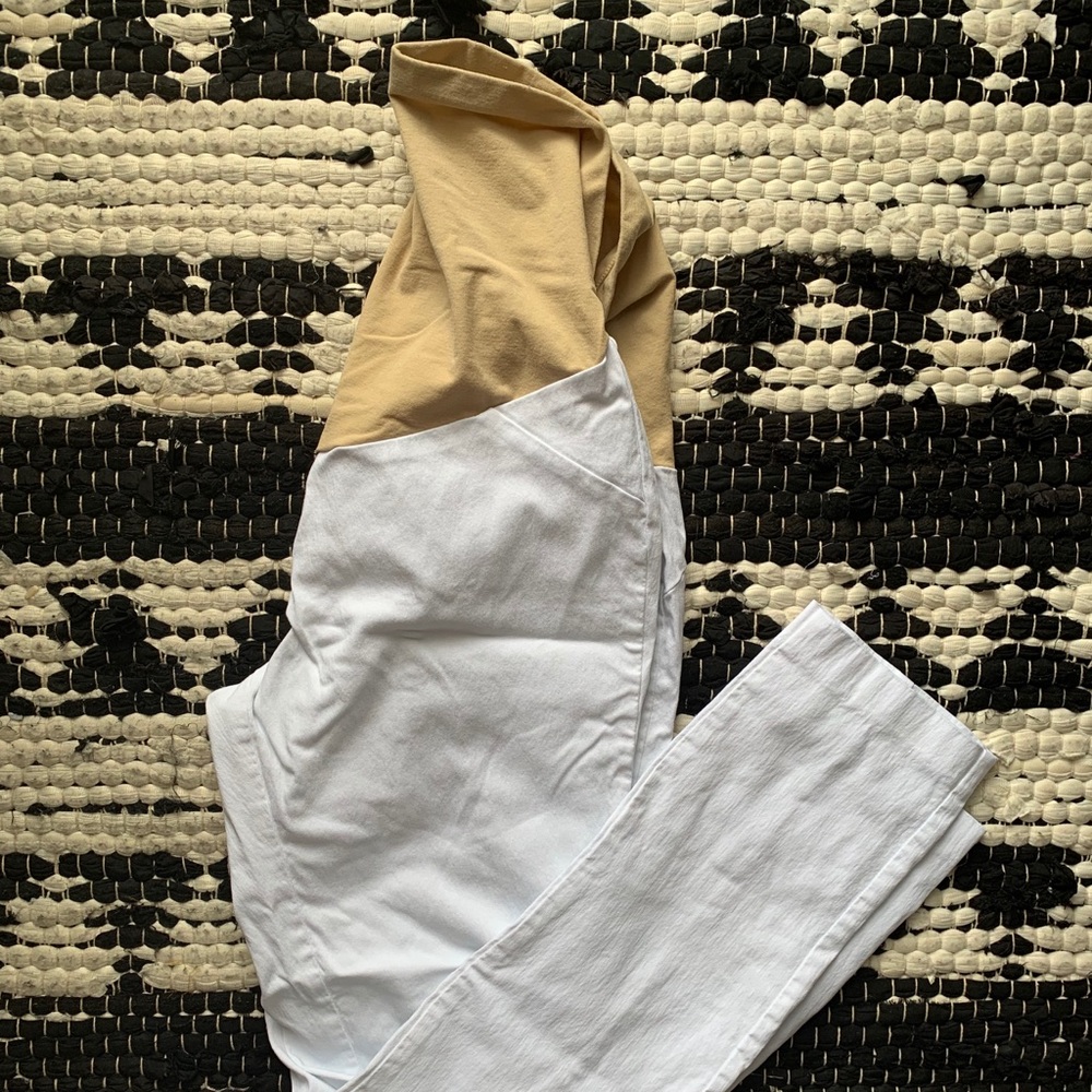 White motherhood maternity dress pants